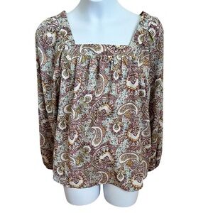 EUC Girls XL Art Class green paisley top